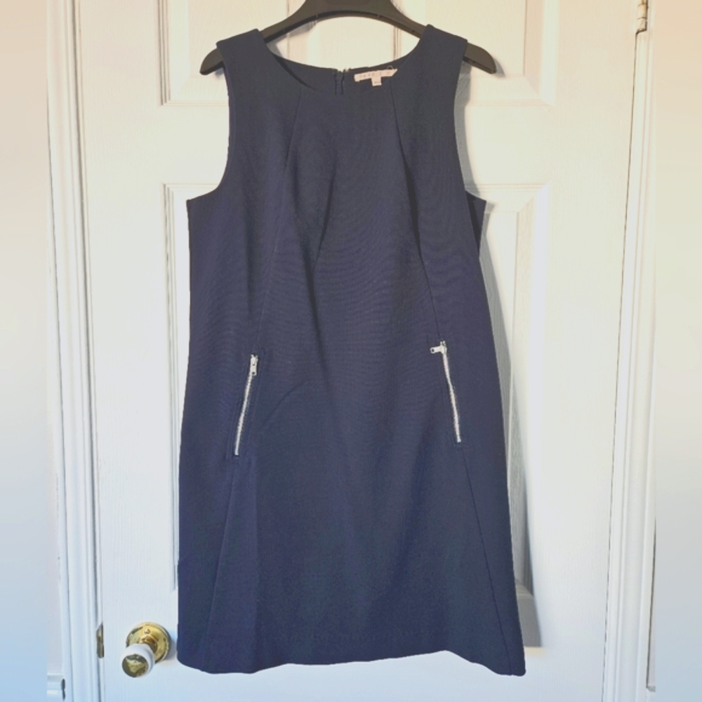 Gap Midnight Blue Lined Sheath Mini Dress Zipper Pockets Size Small